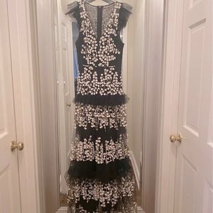 Bcbg floral appliqué gown